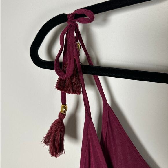 Chico's Purple Tie Shoulder Tassel Sleeveless Swimsuit Coverup Women's Medium - Picture 4 of 6